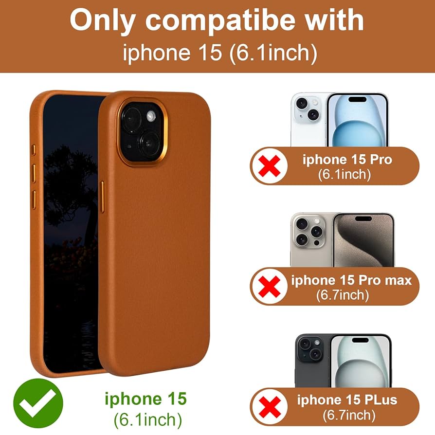 Amazon.com: Rumwot for iPhone 15 Leather Case | Genuine Full